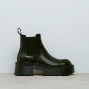 Zara Limited Edition leather ankle boots with lug soles